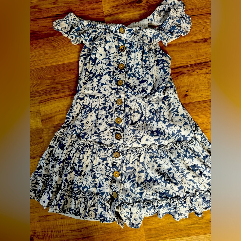 Blue and white flowery dress